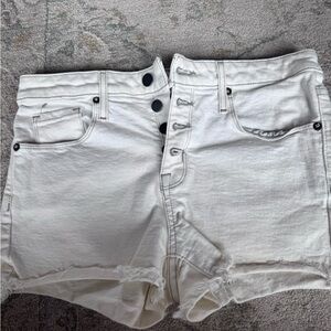 High-Rise White Denim Women's Shorts